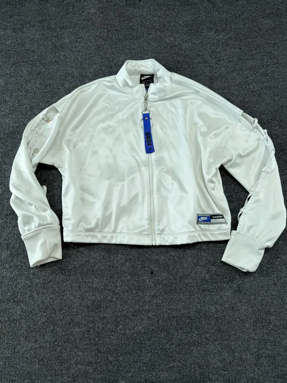 Nike Track Jacket Mens Medium White Equality Force Full Zip Logo CU6789-100